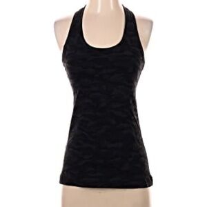 Lululemon Shirt Women 4 Black Camo Racerback Tank Top Run Nulu